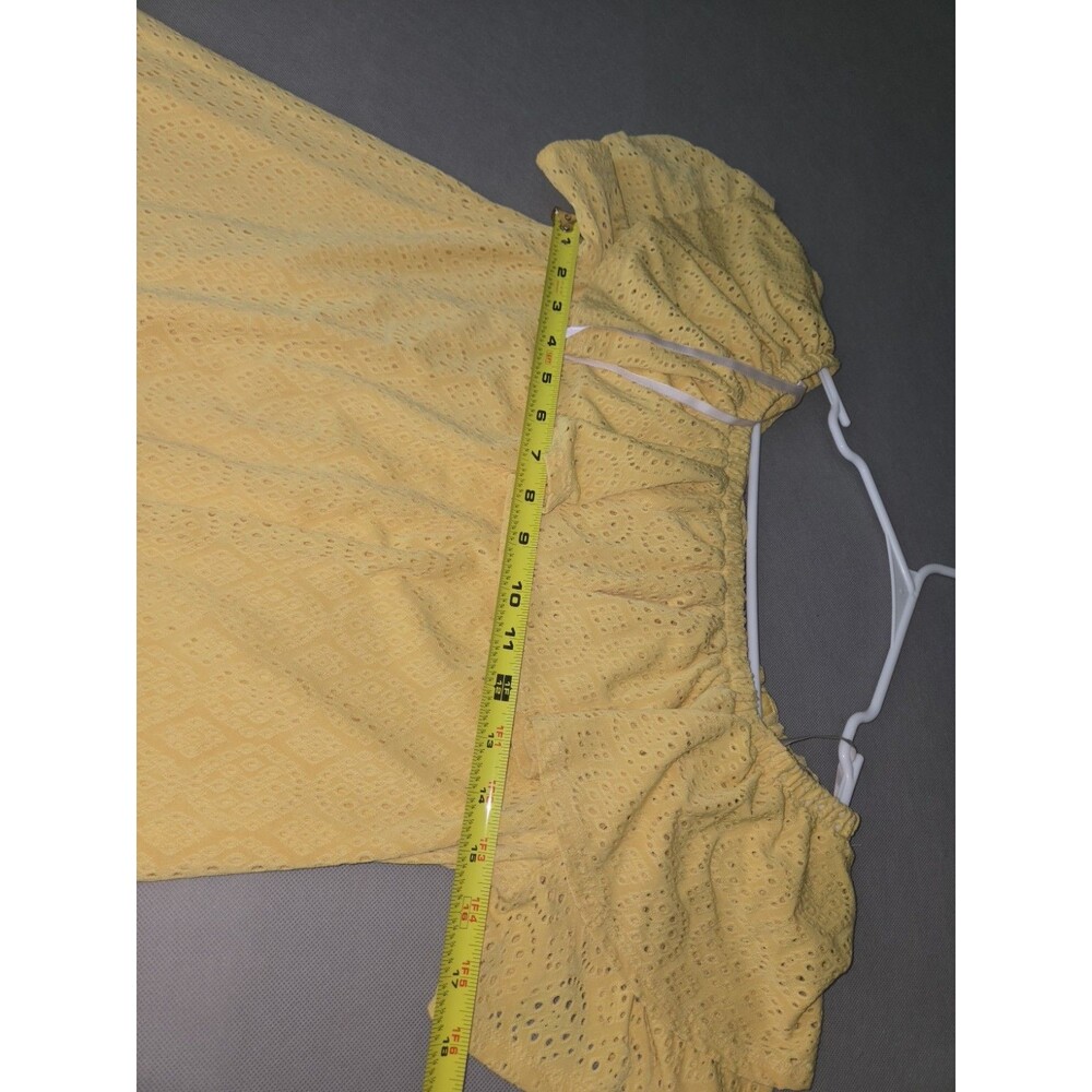Women's London Times Yellow Ruffle Shoulder Dress Size 6 Summer Casual - Picture 6 of 9